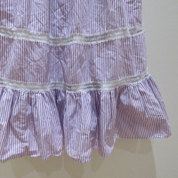 J. CREW Tiered Lace Panel Ruffle Dress Rustic Plum Stripe Prairie Cottage Trad - Picture 10 of 16